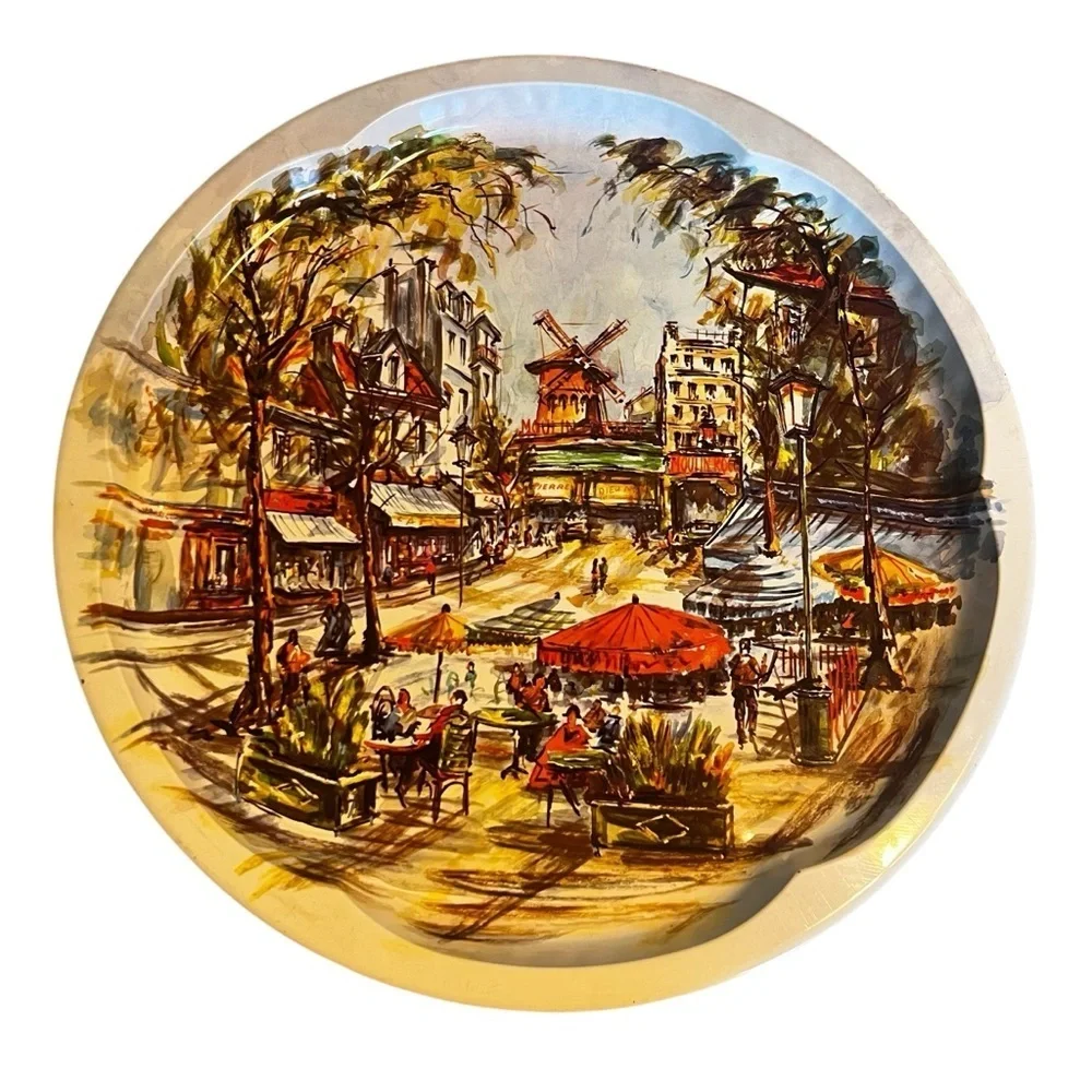 THREE Unused Daher 1971 Decorated Tray Moulin Rouge Paris France Made In England